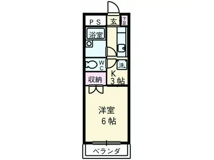 田野倉ハイツ(1K/1階)の間取り写真