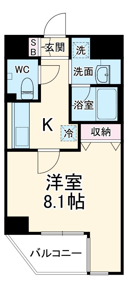 レジディア江戸堀(1K/8階)の間取り写真