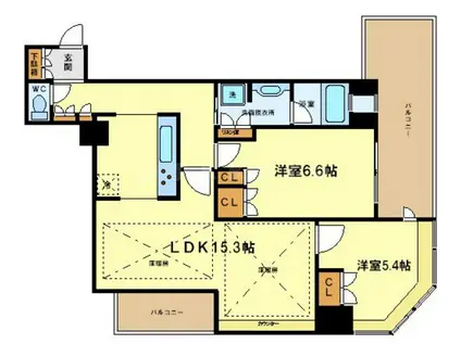 ディーグラフォート大阪N.Y.タワーHIGOBASHI(2LDK/7階)の間取り写真