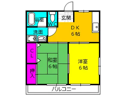 コーポ萩3(2DK/1階)の間取り写真