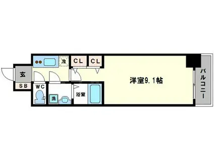 セイル淀屋橋(1K/11階)の間取り写真