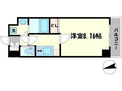 ワールドアイ大阪緑地公園(1K/3階)の間取り写真