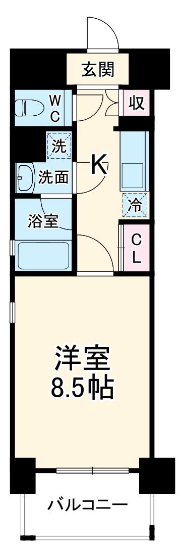 アスヴェル心斎橋東Ⅱ(1K/10階)の間取り写真