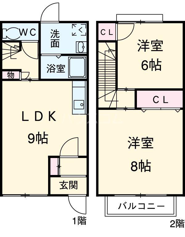 ファミール北野Ｄ(2LDK)の間取り写真