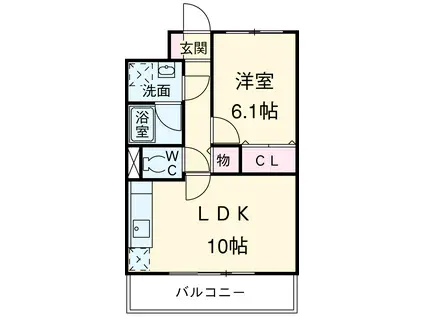 ルペルティア植田(1LDK/2階)の間取り写真