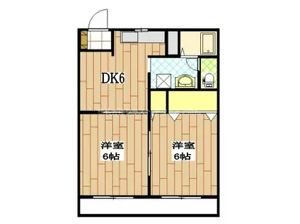 コーポ雅(2DK/1階)の間取り写真