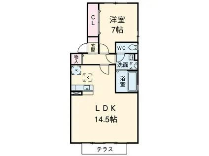 オンディーヌ(1LDK/1階)の間取り写真