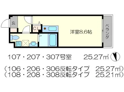ランブラス衣笠(ワンルーム/1階)の間取り写真