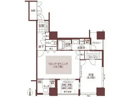 アルグラッドザ・タワー心斎橋(1LDK/6階)の間取り写真