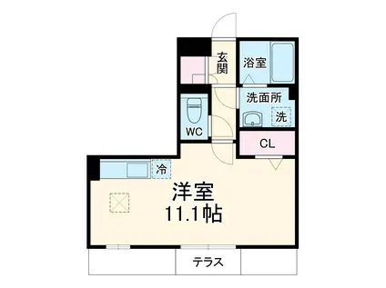 ハナミズキ(ワンルーム/1階)の間取り写真