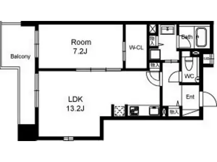 BRAVI南堀江(1LDK/6階)の間取り写真