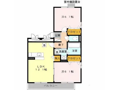 アメニティーコート西泉丘(2LDK/2階)の間取り写真