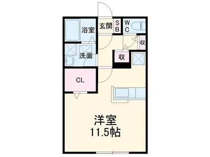 コンフォート野田B棟(ワンルーム/1階)の間取り写真