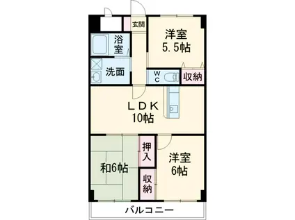 天神山マンションⅡ号館(3LDK/4階)の間取り写真