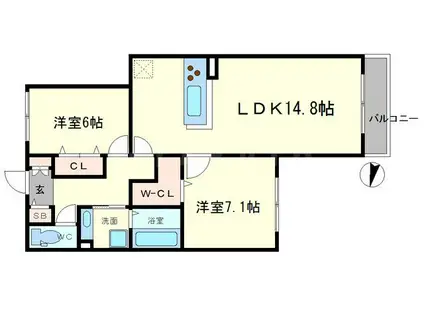 メルヴェイユ泉(2LDK/3階)の間取り写真