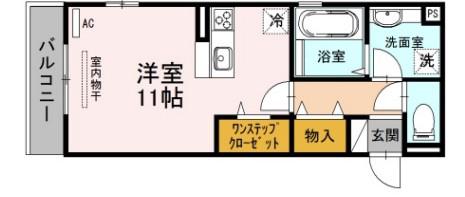 D-ROOM中桜塚(ワンルーム/3階)の間取り写真