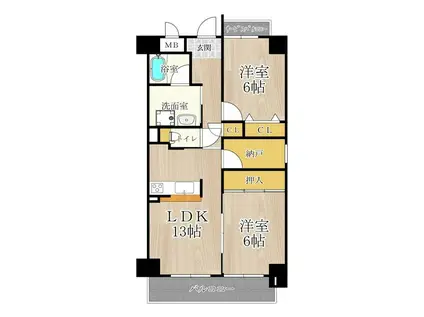 WILL-21(2SLDK/3階)の間取り写真