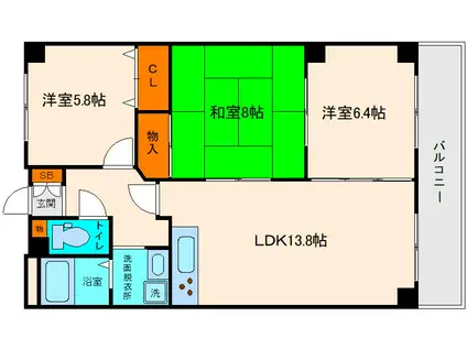 クオリティ北条(3LDK/1階)の間取り写真