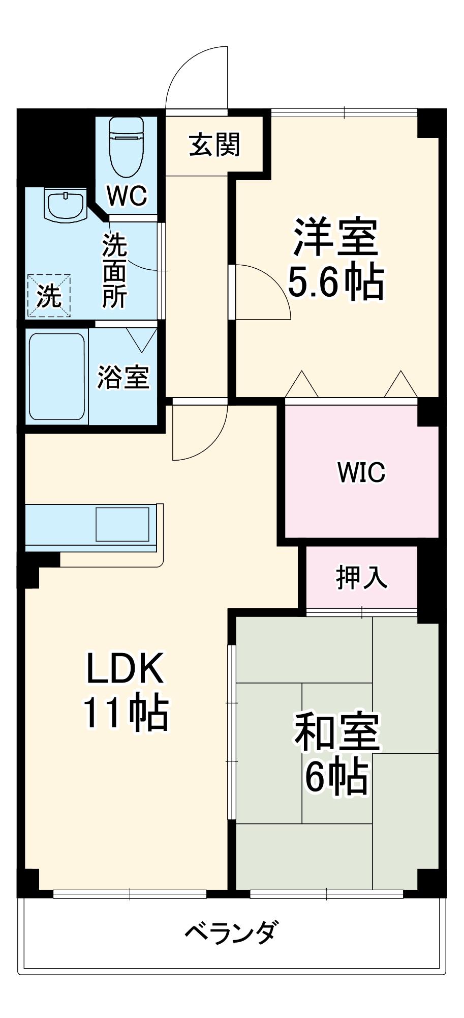リュミエール中園(2LDK/1階)の間取り写真