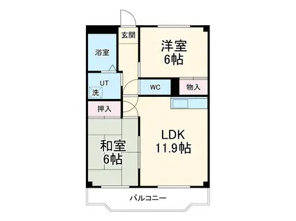 フォレストサイドKⅠ(2LDK/1階)の間取り写真