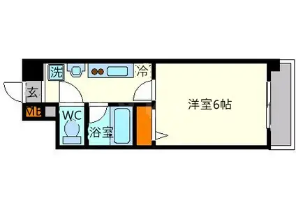 阪急電鉄千里線 関大前駅 徒歩5分 4階建 築19年(1K/4階)の間取り写真