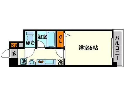 阪急電鉄千里線 関大前駅 徒歩5分 4階建 築17年(1K/3階)の間取り写真