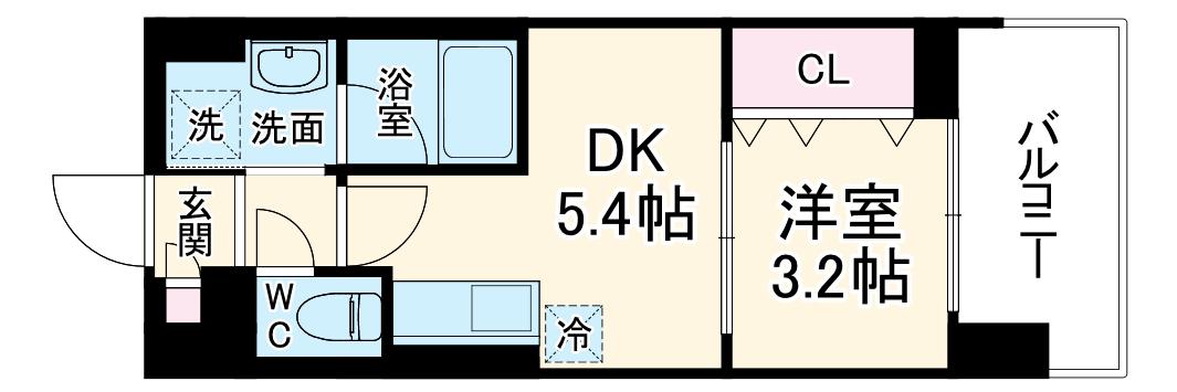 LA CASA京橋(1DK/3階)の間取り写真