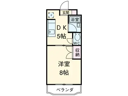 サンルートⅢ(1DK/3階)の間取り写真