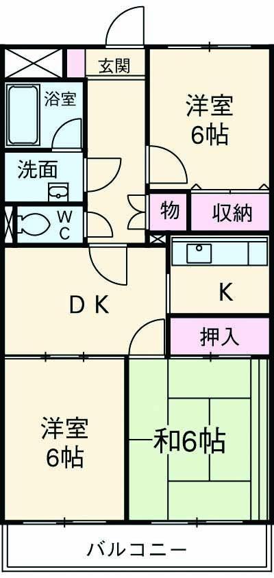 ペアヒルズ大野(3DK/4階)の間取り写真