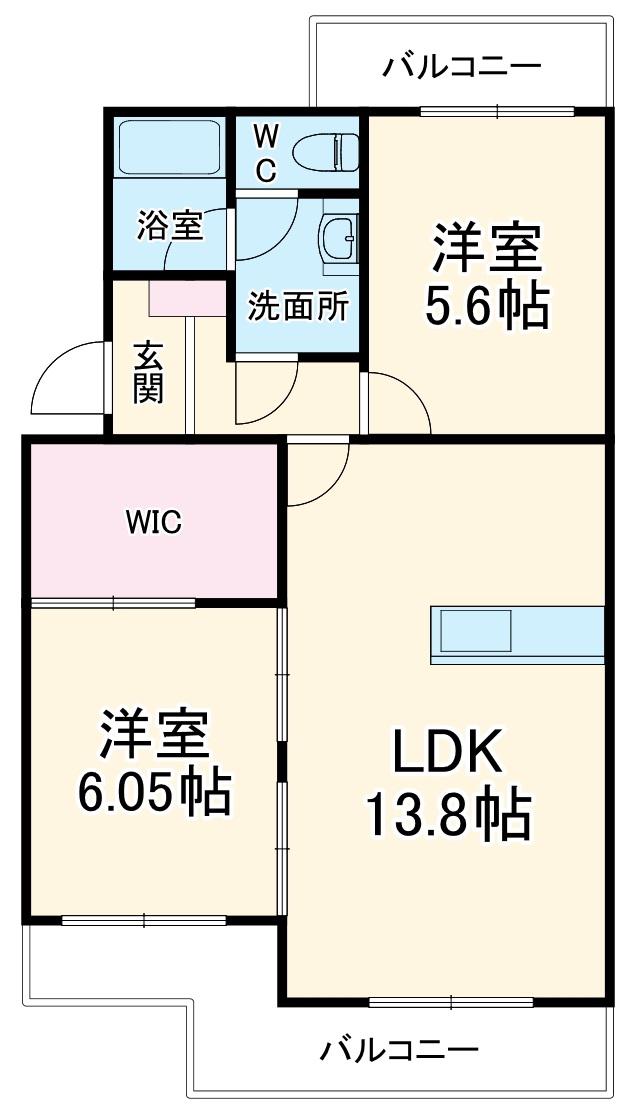 マンションエクシードⅡ(2LDK/3階)の間取り写真
