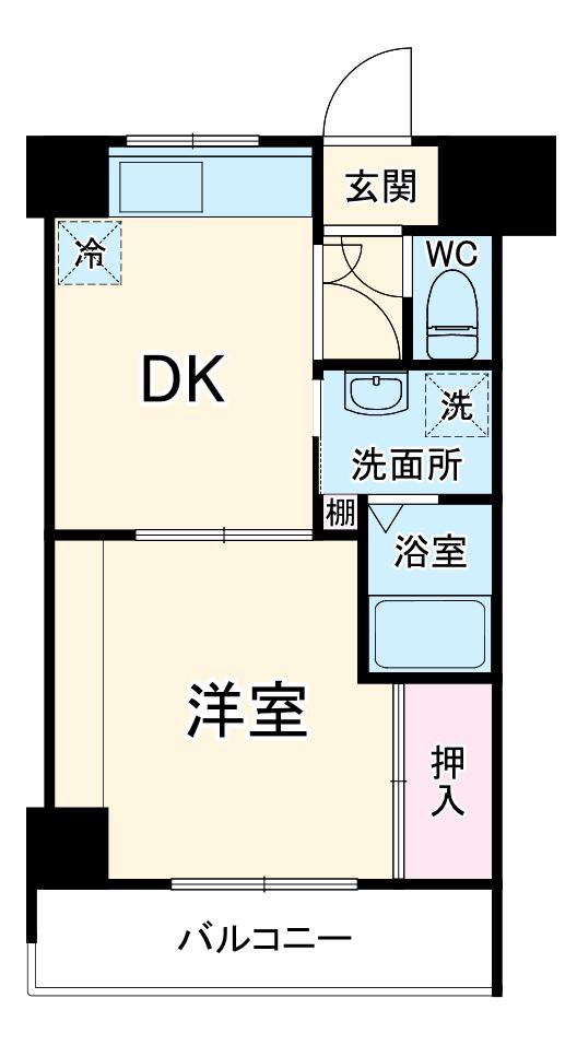 メゾンソレイユ(1DK/2階)の間取り写真