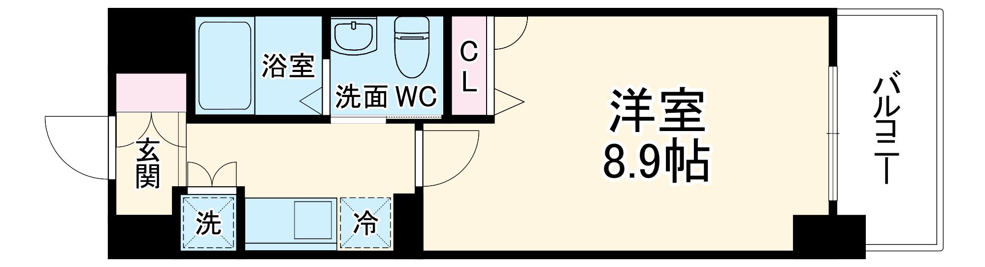 レスデンス京橋スクエア(1K/4階)の間取り写真