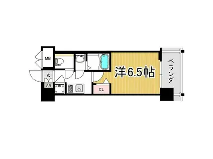 レジュールアッシュ京橋CROSSⅡ(1K/10階)の間取り写真
