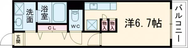 ドミール神足(ワンルーム/1階)の間取り写真