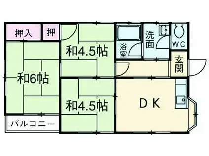 コーポ橘(3DK/2階)の間取り写真