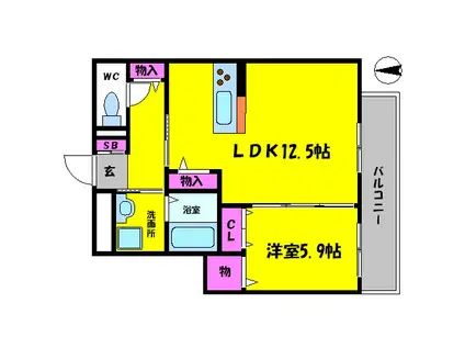 シャーメゾン高瀬09(1LDK/2階)の間取り写真