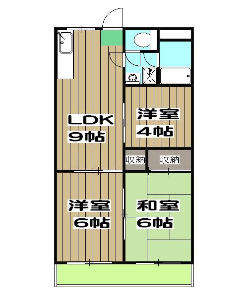 セジュールGAIA(2LDK/2階)の間取り写真
