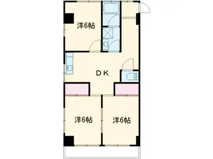 北田ハイム(3DK/2階)の間取り写真