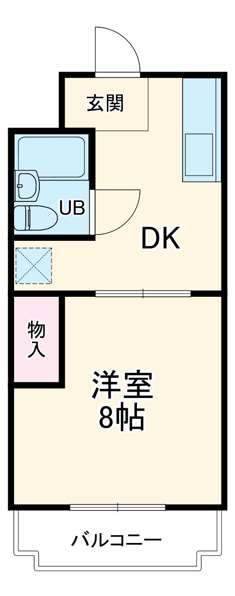 グランドゥールⅡ(1DK/4階)の間取り写真