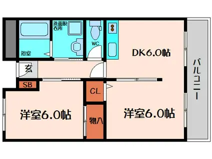 ロイヤルマンション マドカ(2DK/4階)の間取り写真