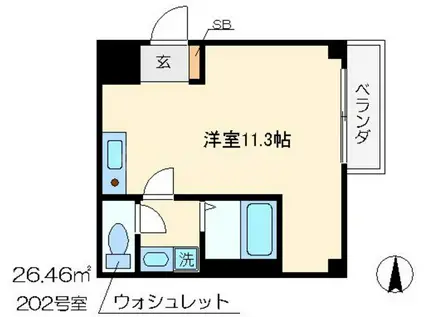 ヴィライタハシ(ワンルーム/2階)の間取り写真