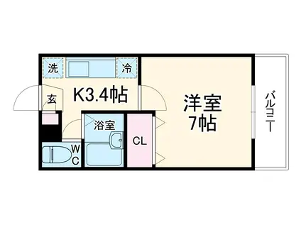 クリサンスレッド(1K/2階)の間取り写真