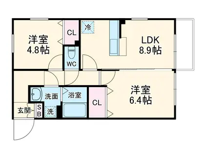 RIVIERE庄(2LDK/2階)の間取り写真