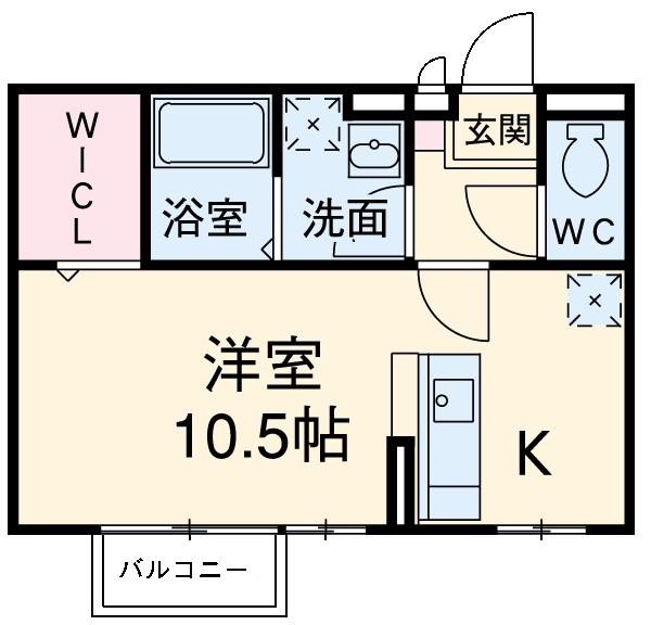 モナリエ古ヶ崎Ⅱ(1K/2階)の間取り写真