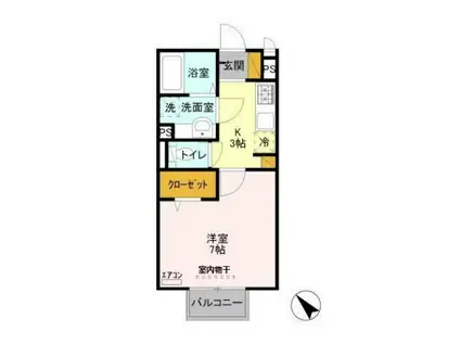 メゾン・ド・オール(1K/2階)の間取り写真