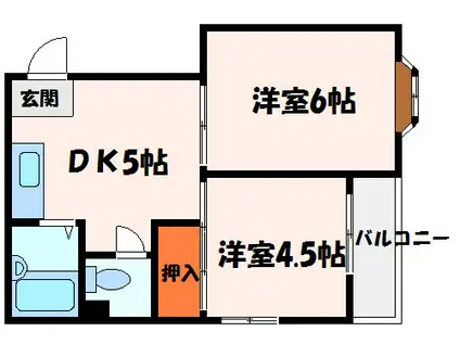 はいまあと(2DK/4階)の間取り写真