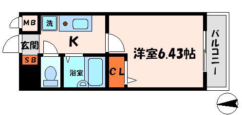 メリックビル(1K/4階)の間取り写真