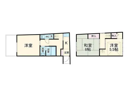 京阪電気鉄道鴨東線 出町柳駅 徒歩1分 2階建 築77年(2LDK)の間取り写真