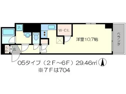 クリスタルグランツ西大路御池(ワンルーム/7階)の間取り写真