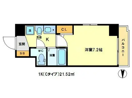 エステムコート京都烏丸Ⅲジャパニズム(1K/10階)の間取り写真